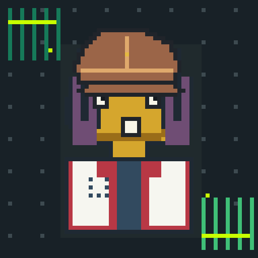 Backgrounds trait Neon Mint Grid, shown on a Humble Guy